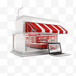 商店或商店在线购物 3d 渲染