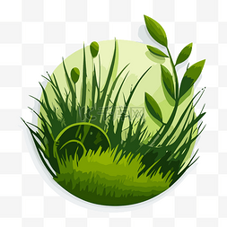 天然植物与草的圆形剪贴画 向量