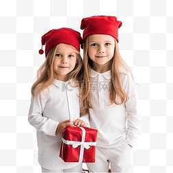 儿童趴在书桌图片_穿着圣诞服装戴着帽子白墙上挂着