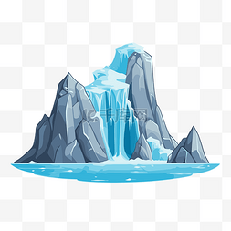 白色枯枝图片_冰山剪贴画卡通冰瀑布在白色背景