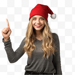 白色隔图片_戴着圣诞帽头戴孤立白色的女孩，