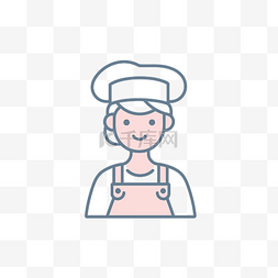 女厨师或面包师线图标 向量