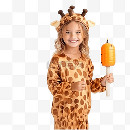 万里长城素描图片_穿着长颈鹿服装的可爱小女孩在家