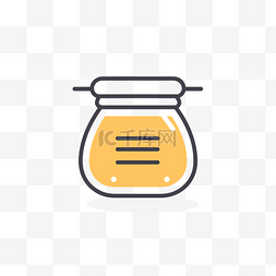 罐子里的蜂蜜，白色背景线图标上