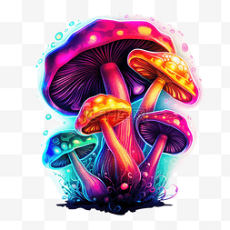 霓虹灯植物图片_彩虹霓虹灯蘑菇png绘图