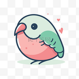 粉色和绿色的鸟与爱图标 向量