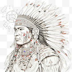 少女线描图片_点对点感恩节美洲原住民着色