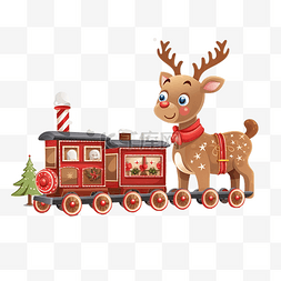 火车公寓图片_可爱的圣诞驯鹿和扁平风格的圣诞