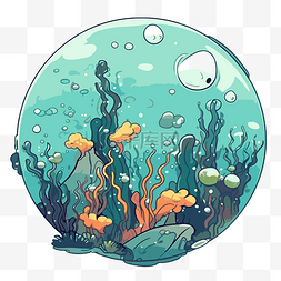 卡通海元素图片_海洋泡沫 向量