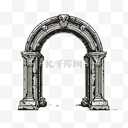 拱门黑色图片_公墓拱门卷轴复古风格