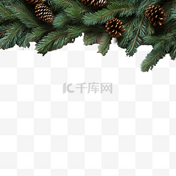 木桌上有圣诞装饰品的冷杉树枝