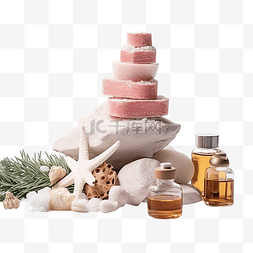 挂在杆上的毛巾图片_化妆品海盐与健康物品的替代圣诞