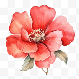红花水彩画装饰元素
