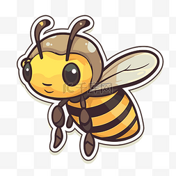 小动画可爱蜜蜂贴纸的图像 向量