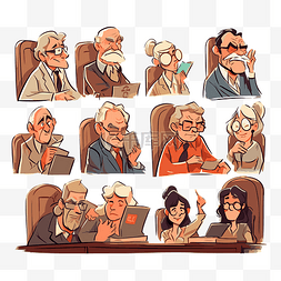法庭上的陪审团剪贴画卡通人物组