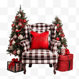 公寓图片_家里有红色枕头和圣诞树的舒适格