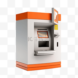 金錢交易图片_使用 ATM 机交易提取现金隔离 3D 插