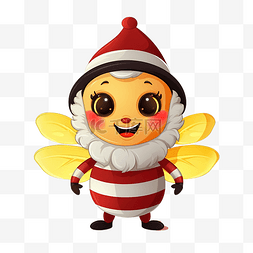 可爱的卡通吉祥物人物蜜蜂圣诞老