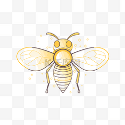 白色背景上的金色矢量中的蜜蜂