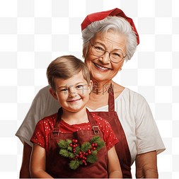老奶奶和孩子图片_圣诞节那天，可爱的孩子和祖母穿