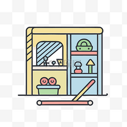 游戏界面背景图图片_卫生厨房图标线描插图