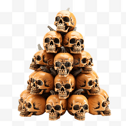 万圣节南瓜稻草人图片_万圣节南瓜里装满了成堆的头骨，