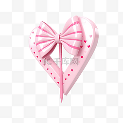 3d 心形箭头与粉红色蝴蝶结