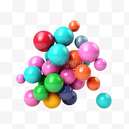 漂浮彩色球图片_不同尺寸的彩色彩虹哑光球抽象构