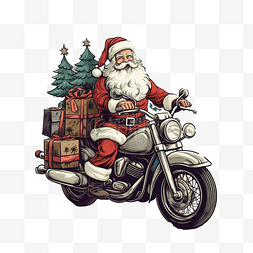 夏季折扣图片_夏季圣诞节圣诞老人骑摩托车和圣
