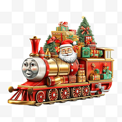 圣诞玩具隔离火车，配有圣诞老人