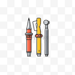可定制的图片_铅笔与钢笔和扳手插图以最小的风