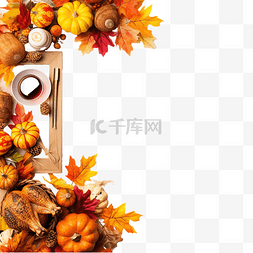 文化背景素材图片_平躺布置，配有感恩节标志和食物