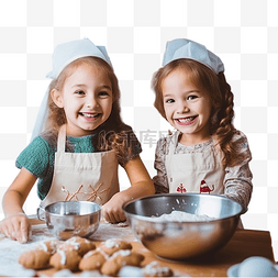 做饭的儿童图片_快乐的姐妹儿童女孩两个小女孩圣