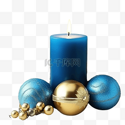 木质质朴桌上的蓝色和金色香气蜡