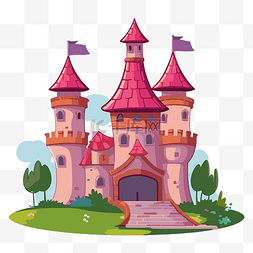 粉红色城堡的城堡剪贴画卡通动画