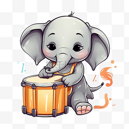 大象演奏音乐可爱的动物演奏鼓乐