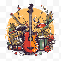 吉他配件图片_吉他与其他乐器的乐器剪贴画卡通