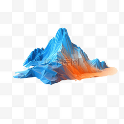 蓝色和橙色山模型在背景上与生成