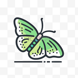 简单的线条绿色蝴蝶图标矢量插画