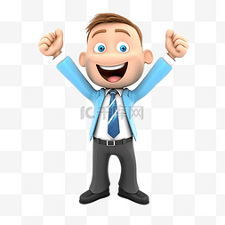 快乐的员工图片_穿着长衬衫和蓝色领带的商人的庆