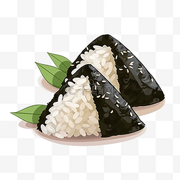 镜子三角图片_饭团日本食品米三角与海藻饭团饭