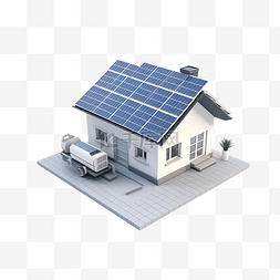 家庭太阳能图片_太阳能电池板连接到家庭和电子工