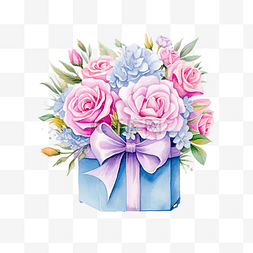 生日邀請图片_水彩花卉画礼盒