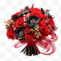 红色和黑色的花束