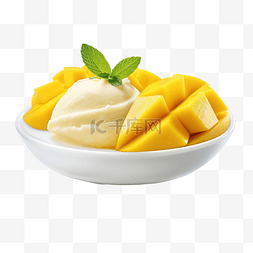 水果冰淇淋球图片_bing芒果甜点心png
