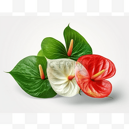 花茎图片_与白色花茎和红色花的美丽的安祖