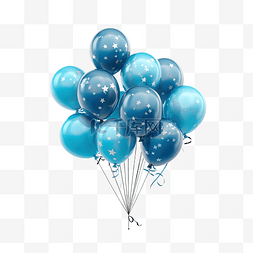蓝色星星气球图片_蓝色气球氦气与星星