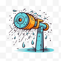 洒水车大促销图片_洒水器剪贴画卡通水管与雨 向量