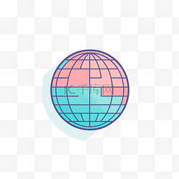 粉色和蓝色的方形世界地球仪 向