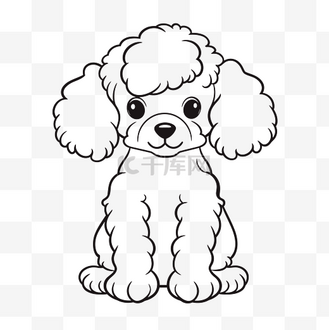 贵宾犬着色页狗狗第 47 页轮廓素描 向量